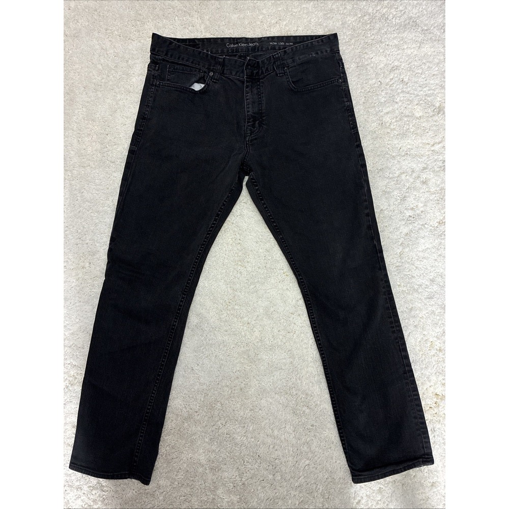 Calvin Klein Mens Slim Jeans Black Mens 36x30 Fast Shipping